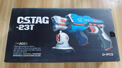 CSTAG Projector Shooting Game Guns Set New Kids Gifts Science&Imagination Toy For Boys Laser Tag Infrared Pistol Guns Game Toys