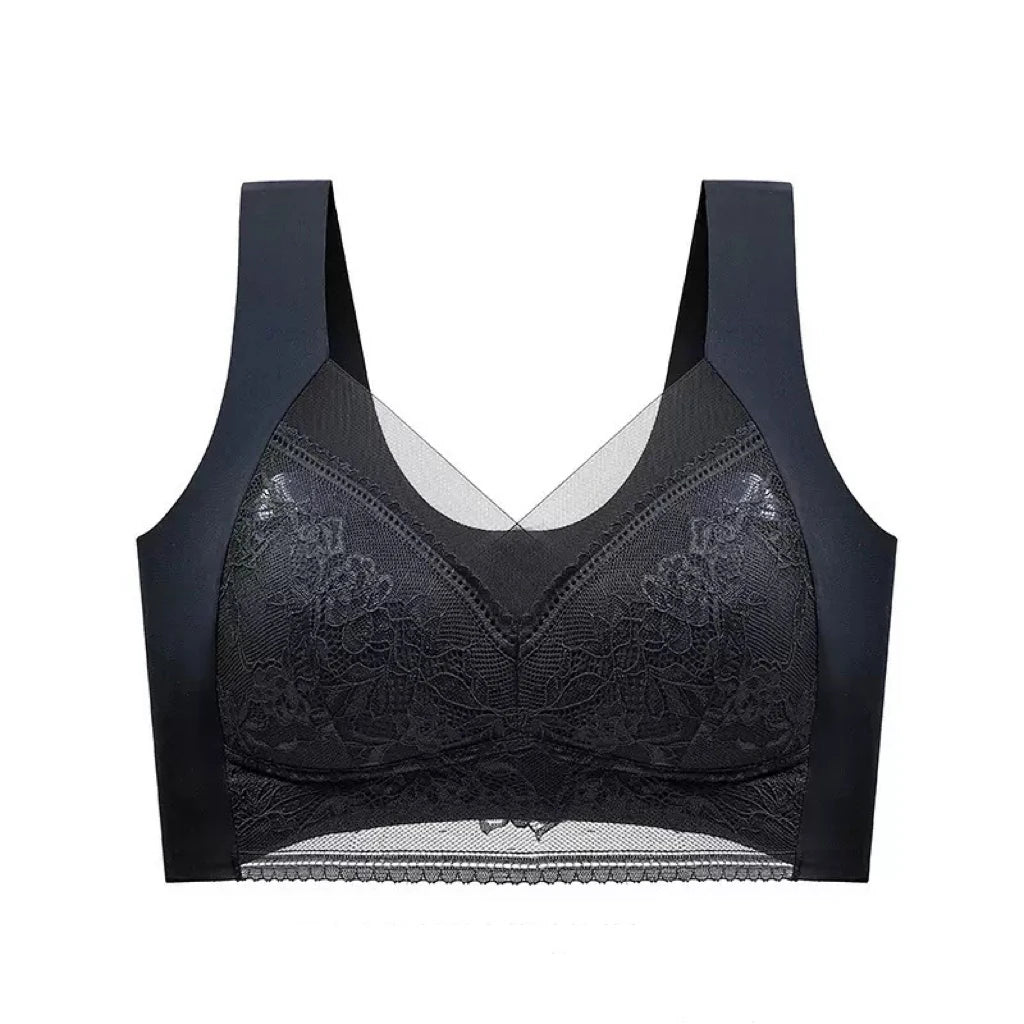 1pcs Women Lace Plus Size Bra Basic Anti Sagging Thin Vest With Padded Female Brassier Lady Ice Silk Seamless Comfort Breath Bra