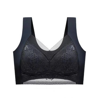 1pcs Women Lace Plus Size Bra Basic Anti Sagging Thin Vest With Padded Female Brassier Lady Ice Silk Seamless Comfort Breath Bra