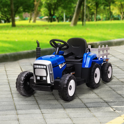 Children's Electric Car with Trailer, Remote Control, Child Control or Remote Control, Headlight, 3-6 Km/H, Size 136.5X50X52.5Cm, Load Capacity 30 Kg, Blue