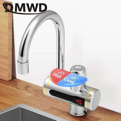 DMWD Tankless Electric Hot Water Heater Universal Hose Faucet Kitchen Instant Heating Tap Water Heater LED Temperature Display