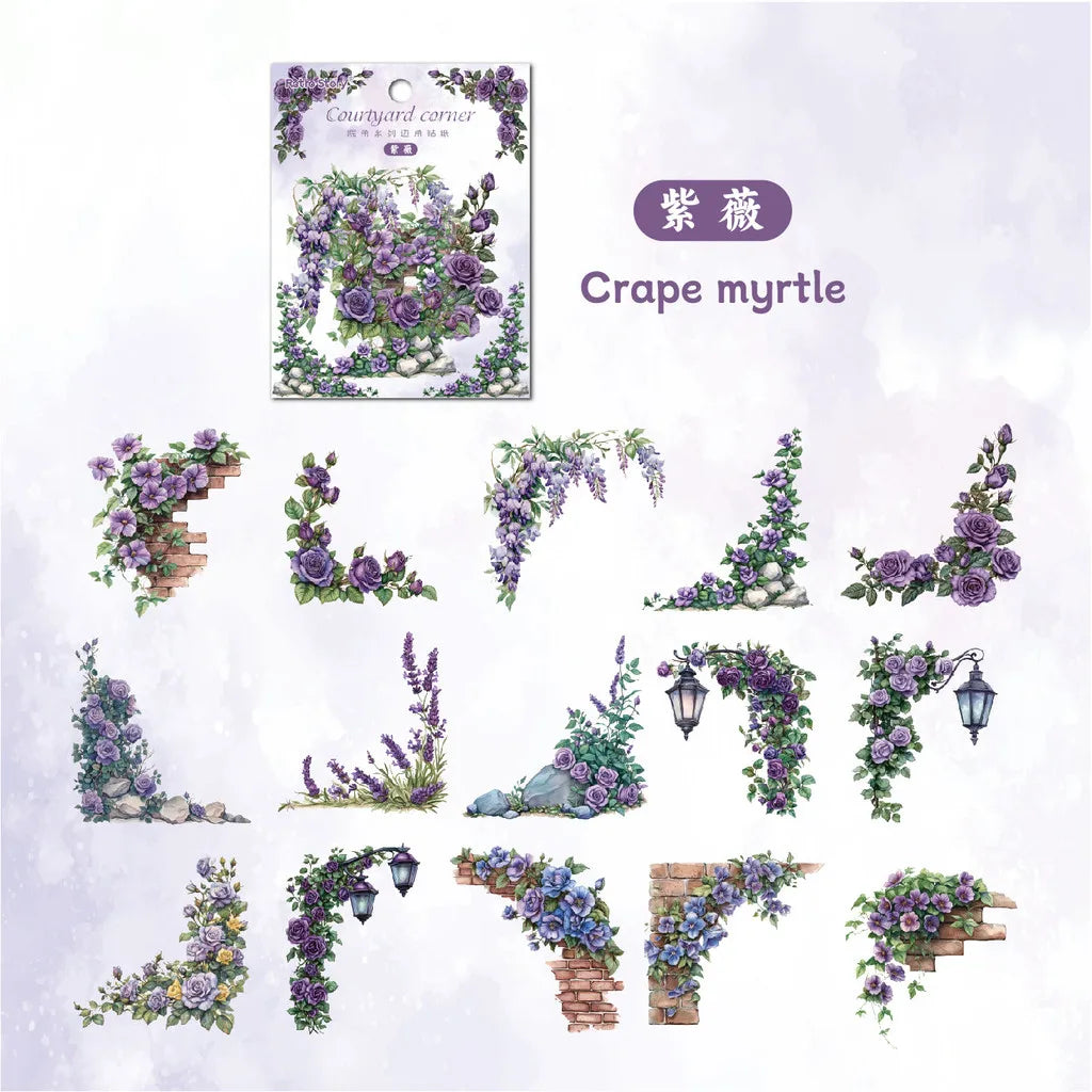 30 Pcs Flowers Corner Stickers PET sticker package DIY diary decoration sticker album scrapbooking Junk Journal