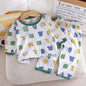 1Set Summer Pour Cotton Boy Girl Outfit Baby Infant T-shirt+Pant Set Kid Cartoon Clothe Set Children Solid Air Conditioning Suit