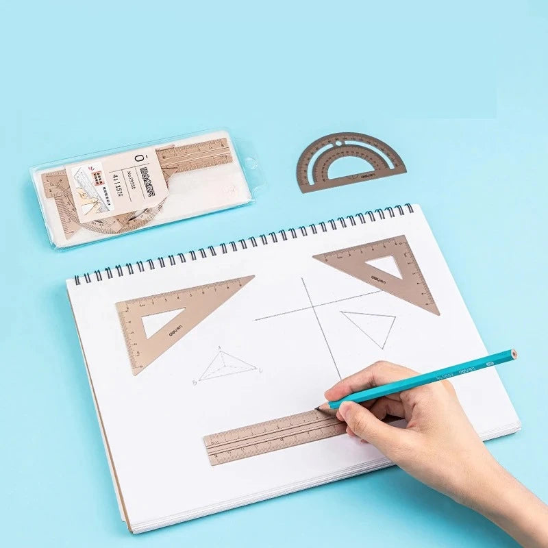 Children Study Aluminium Ruler Set Metal/Plastic/Soft Geometry Maths Drawing Compass Stationery Rulers Mathematical for School