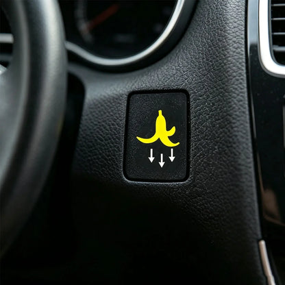 2Pcs Banana Peel Button Decals, Funny Car Stickers, Waterproof PVC Accessories for Motorcycle Car Truck Vehicle