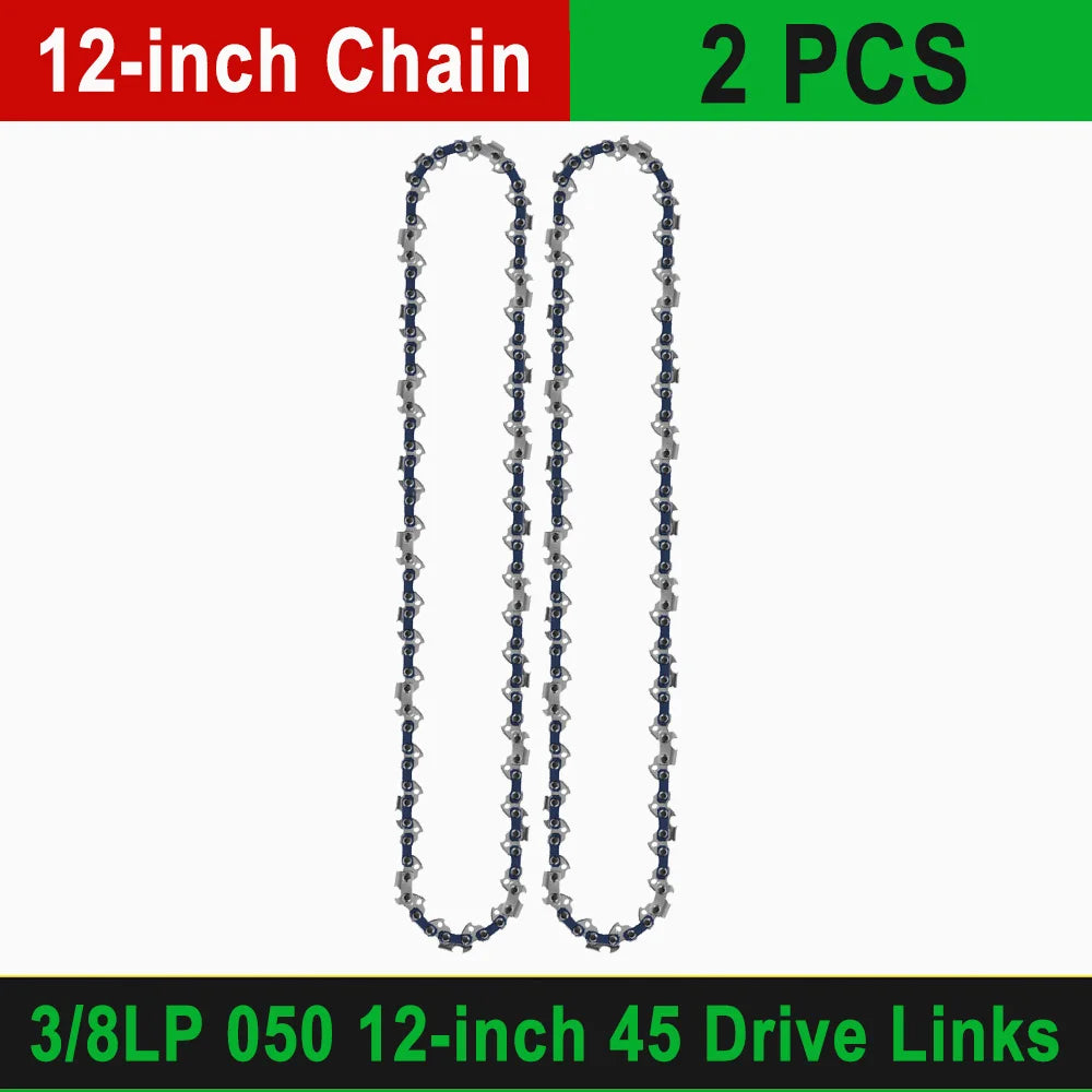 12" Guide Bar & 45 Link Chain Set 3/8"LP Pitch 0.050" Groove Width Rounded Teeth Alloy Chainsaw Components 12 Inch Electric Saw