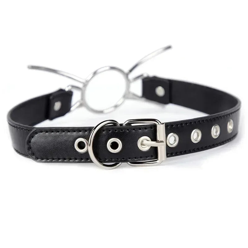 PU Leather Spider X Style O Ring Open Mouth Gag BDSM Oral Restraint Fetish Play Toy For Adult Men Women Couples