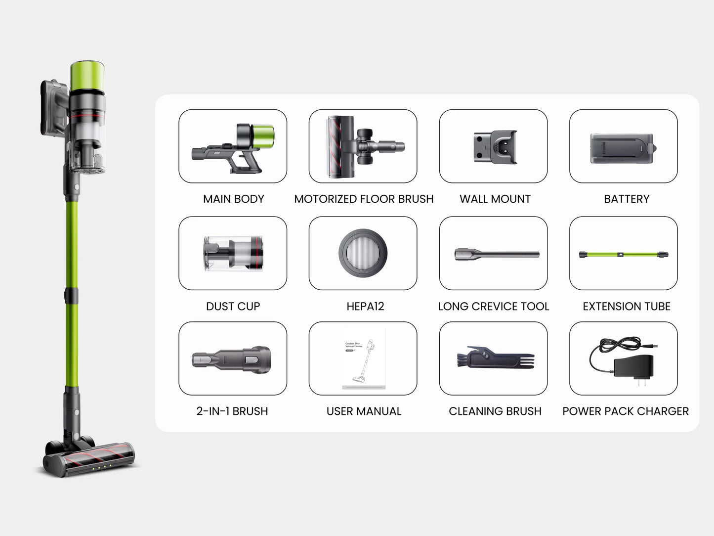 SmartAI V6 80Mins Cordless Vacuum Cleaner 65KPA 650W Powerful Suction Vacuum, 24000mAh Big Battery Vacuum Cleaner