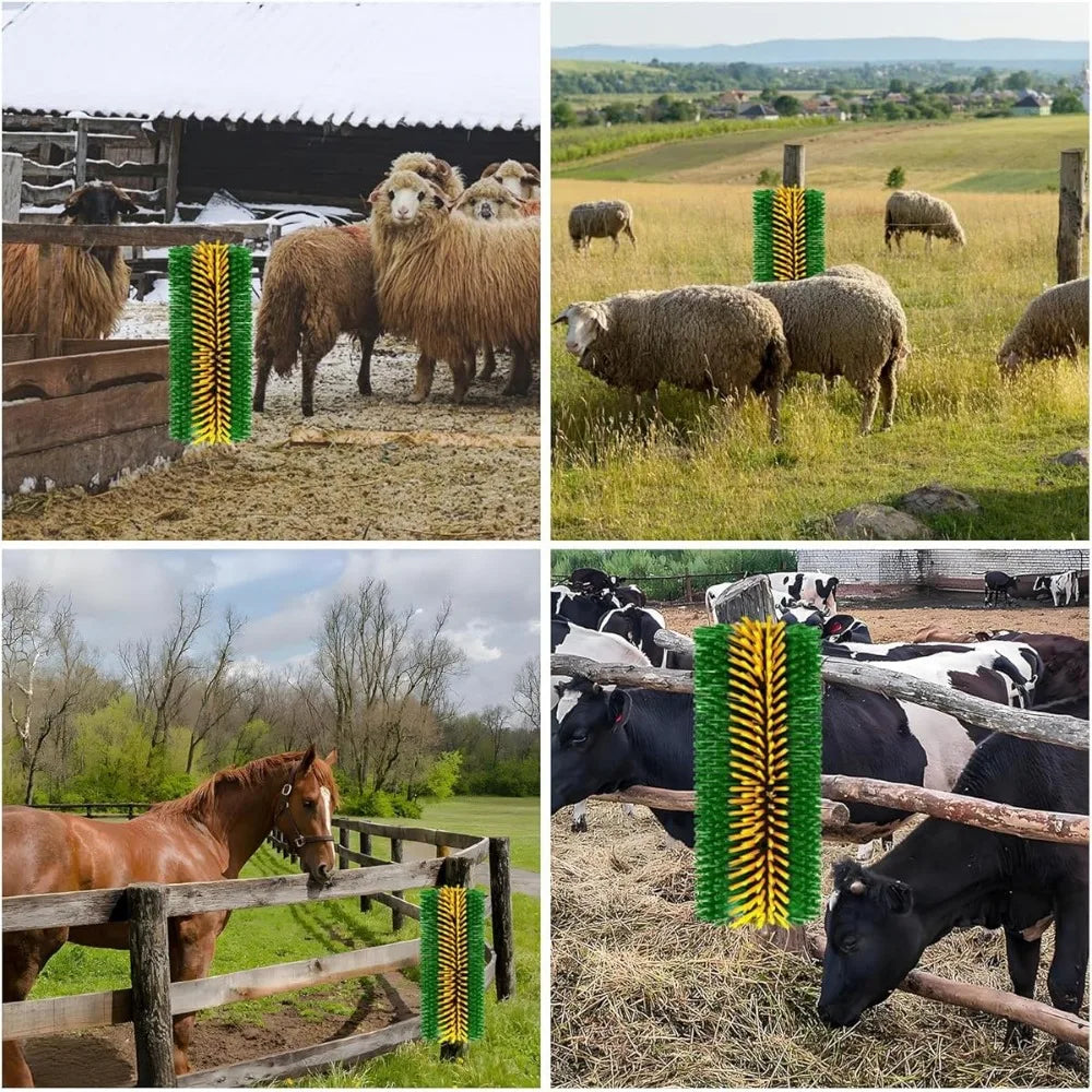 2 Livestock Cleaning Brushes 45cm Length Curved Design Nylon Bristles for Cattle  Horses Sheep
