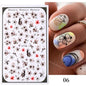 Black and White Love Flowers Line Art 3D Stickers Nail Decals Nail Art Accessories Butterfly Rose Nail Stickers Nail Sliders