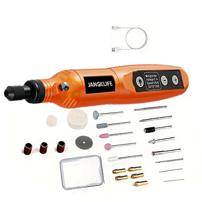 JANGKLIFE USB Cordless Rotary Tool Kit Woodworking Engraving Pen DIY For Jewelry Metal Glass Mini Wireless Drill