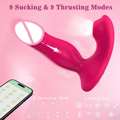 Wearable Sucking Thrusting Dildo Vibrator APP Control Clit Stimulator Penetration Vagina Panties Vibrator  Sex Toys for Female