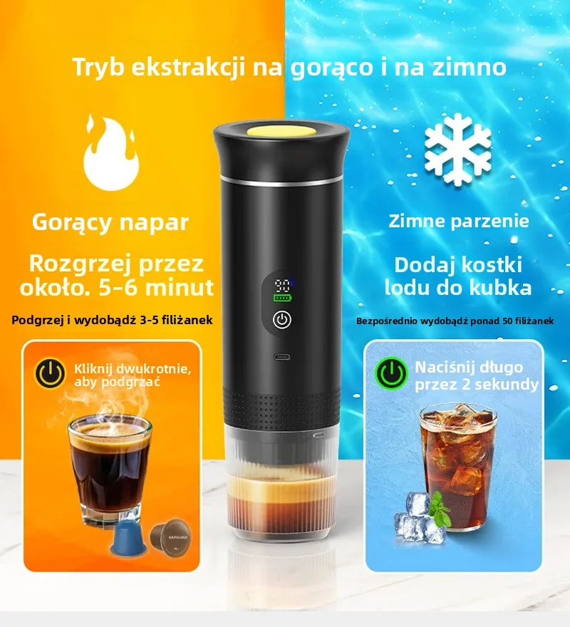 DENOKIN Portable Espresso Coffee Machine With Digital Display 3-in-1 Capsule Coffee Maker for Car & Home Camping Coffee Maker