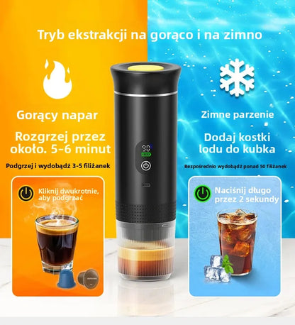 DENOKIN Portable Espresso Coffee Machine With Digital Display 3-in-1 Capsule Coffee Maker for Car & Home Camping Coffee Maker