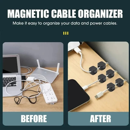 3/6/12Pcs/Set Magnetic Cable Clips Cable Organiser Adjustable Cord Holder Under Desk Organizing Cable Management Holder