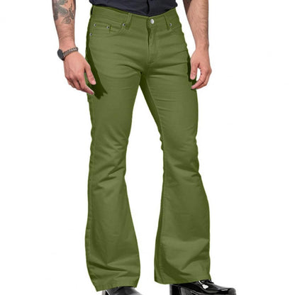 Flattering Bell Bottom Trousers Retro-inspired Flared Pants Fashionable Men's Vintage Jeans Slim Fit Bell Bottom for Harajuku