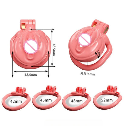 New Sissy Simulation Vagina Chastity Cock Cage Sex Toy with 4 Size Cock Ring Bdsm Penis Urethral Lock Adult Toy for Men