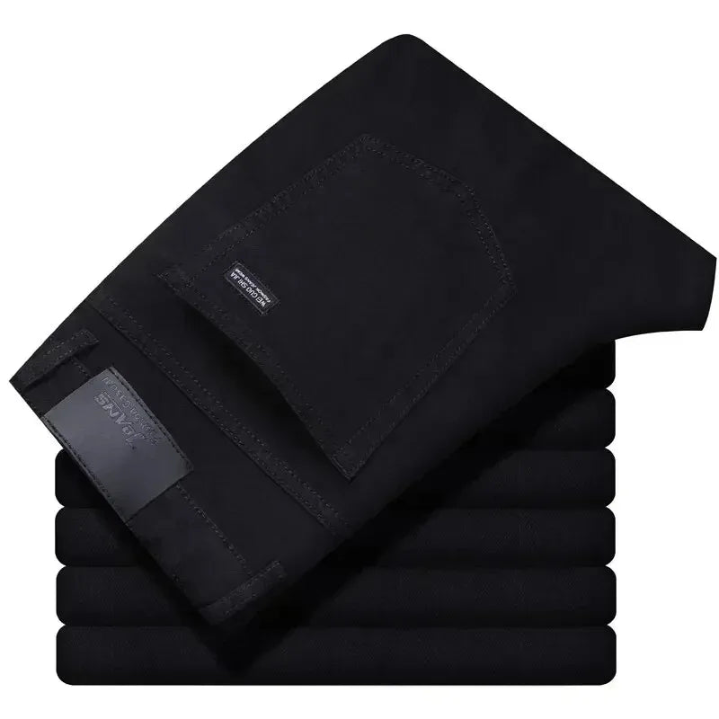 2026 Top Brand Washed Jeans Trousers Four Season Men's High Quality Jeans Business Casual High Waist Denim Pants