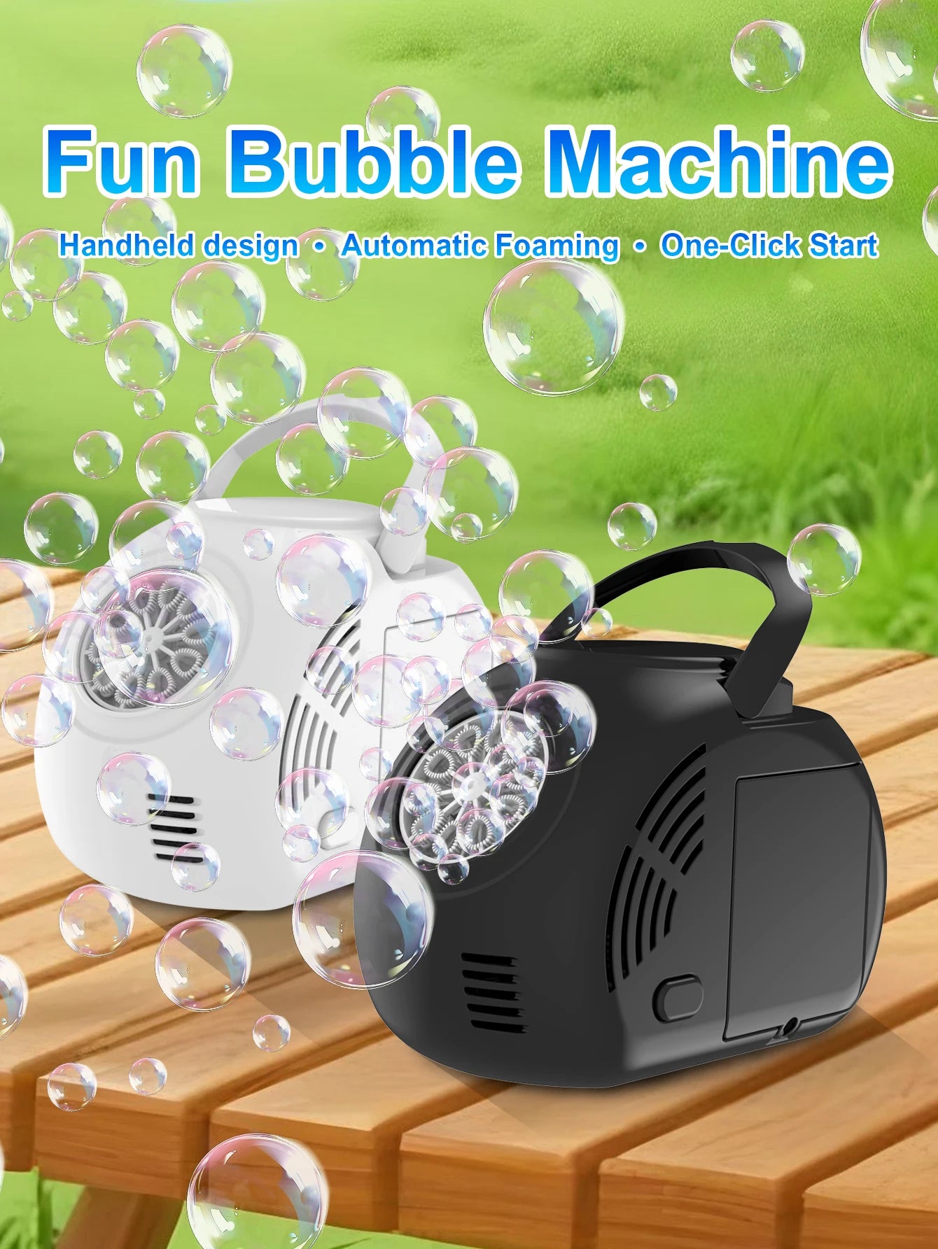 Handheld outdoor bubble machine electric with light bubble toy bubble launcher holiday  gift without battery bubble water
