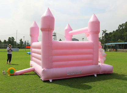 Commercial Pink Inflatable Bounce House Castle with Air Blower White Jumper Wedding Bouncy Castle with Canopy Covering