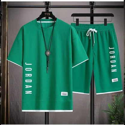 Summer Hot Selling Men's Sports Set JORDAN Printed Casual T-Shirt + Shorts Two-Piece Running Set Breathable and Comfortable