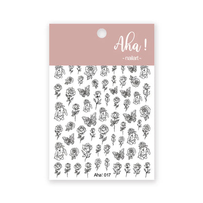 White Bloom Translucent Hollow Butterfly Heart Nail Sticker Press on Nails Decals Hollow Heart Star Moon Shape Sticker Sliders