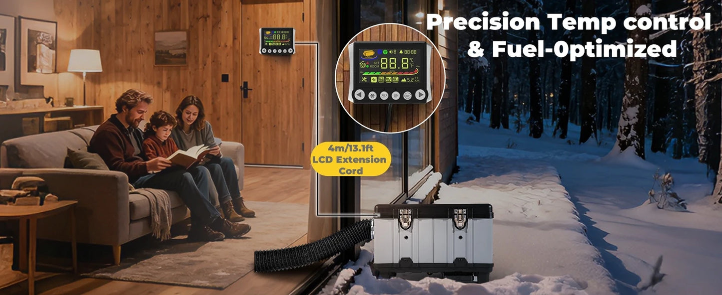 TB10 8KW Toolbox Diesel Air Heater 12V/24V/220V With Adapter/Auto Thermostat/Bluetooth App/Display For Truck Car Parking Heater