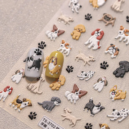 Colorful Balloon Cute Puppy Flower Cherry Bowknot Love Happy Dog Animal Self Adhesive Nail Art Sticker Decoration Manicure Decal