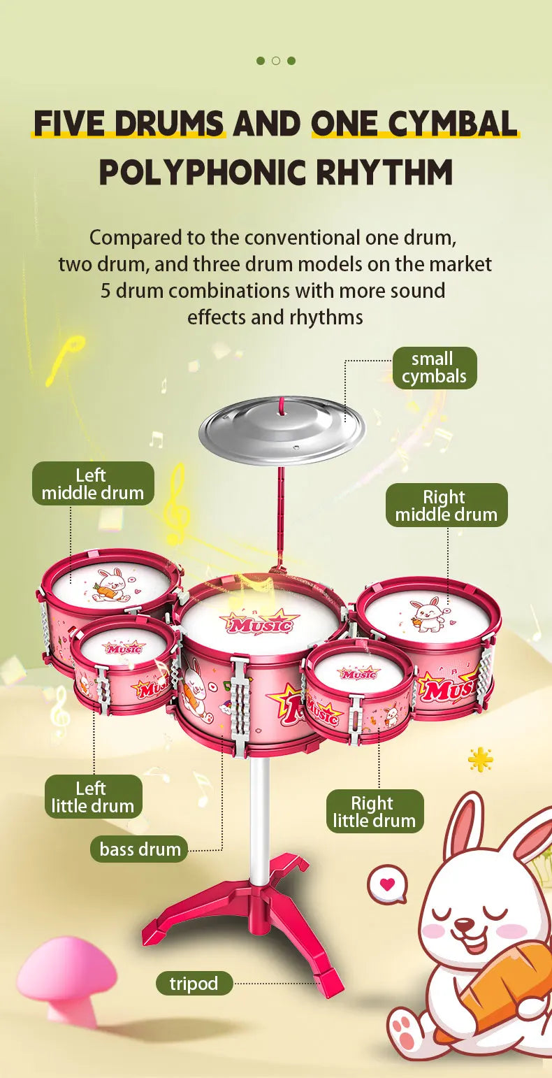 Drums, Jazz Drums, Music Enlightenment for Children and Babies, Toys, Imitation Musical Instruments, Beginners Practicing Music