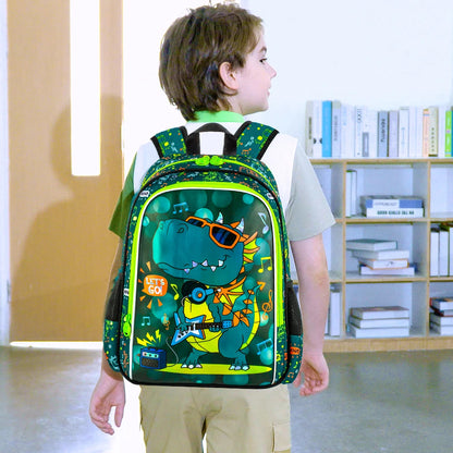3PCS Backpack for Boys, 16 Inch Dinosaur Preschool Bookbags, Cool Elementary Kindergarten School Backpacks