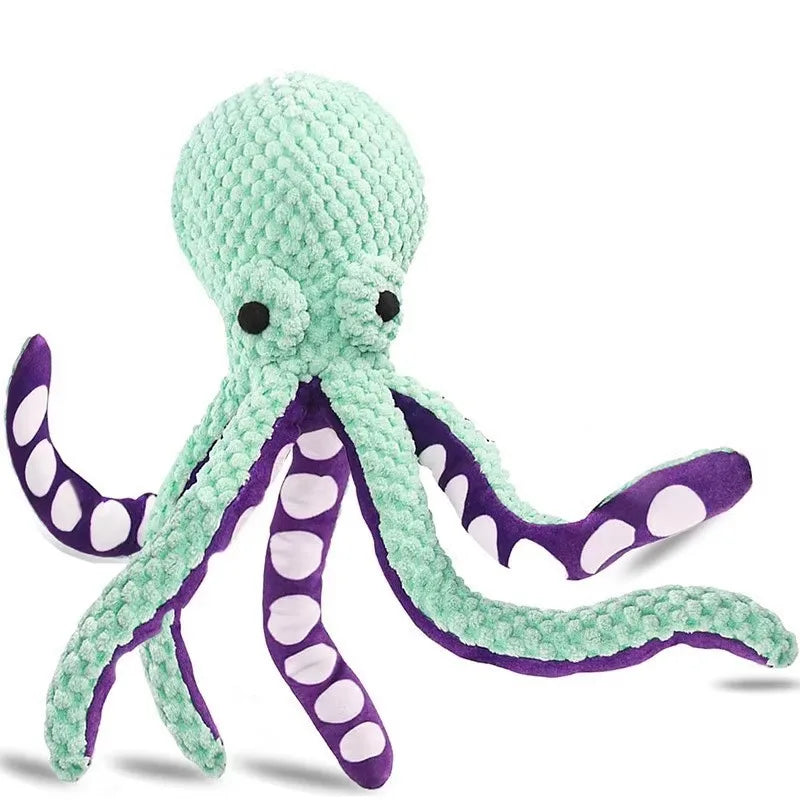 Squeaky Plush Octopus Chew Toy Durable Boredom Relief Teething Kicker for Pets