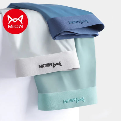 MiiOW 3Pcs Ice Silk Men Underwear Mens Underpants Graphene Antibacterial Crotch Men's Panties Breathable Man Boxers Briefs L-5XL