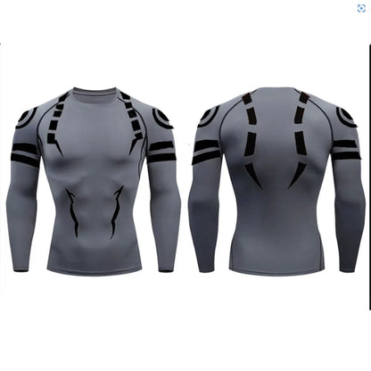 Anime Jujutsu Kaisen Compression Set Fitness Suit for Men Quick Dry 3D Compression Shirt+Gym Shorts Running Workout Sportswear