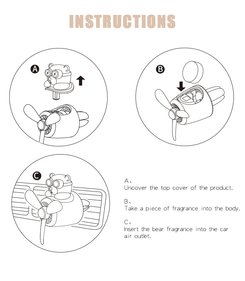 Rotating propeller pilot bear dog car air fresheners accessories decorations fun vent clip perfume diffuser aroma fragrance men