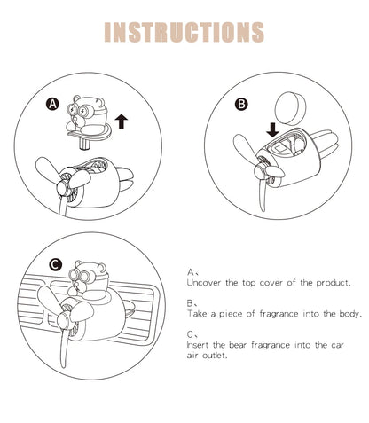 Rotating propeller pilot bear dog car air fresheners accessories decorations fun vent clip perfume diffuser aroma fragrance men