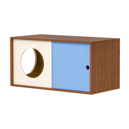 Triple-Function Cat House with Litter Box & Storage,Human-Pet Shared Furniture,Cat Tree Hut, Indoor Cat Den,Multi-Level Cat Fort