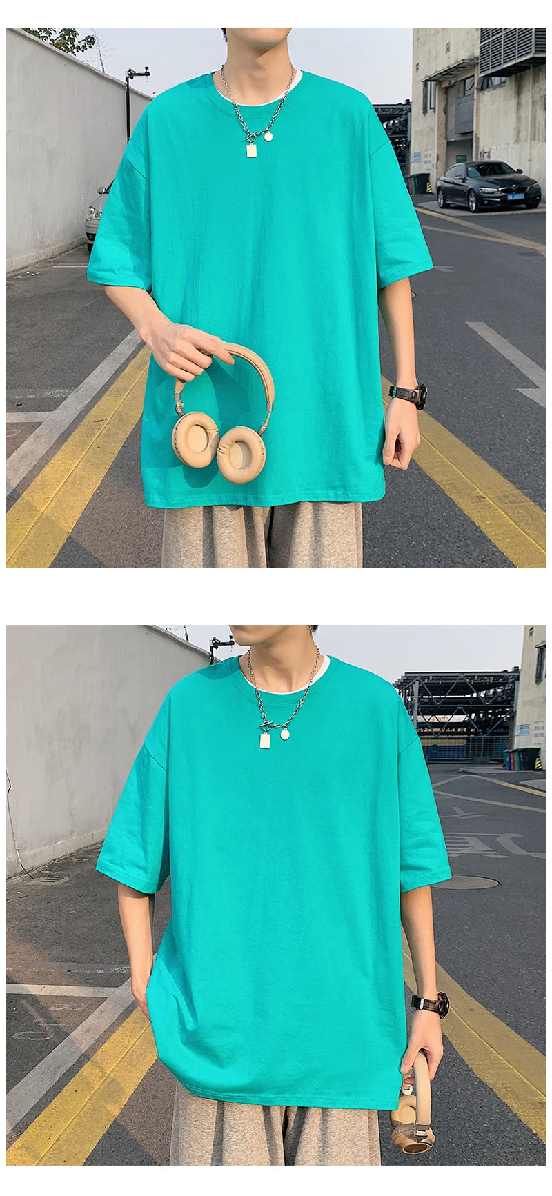 Oversized Summer Short Sleeve Men's T Shirt New Fashion Solid Loose O-Neck T Shirts Mens Cotton Hip Hop Streetwear Top Tees 5XL
