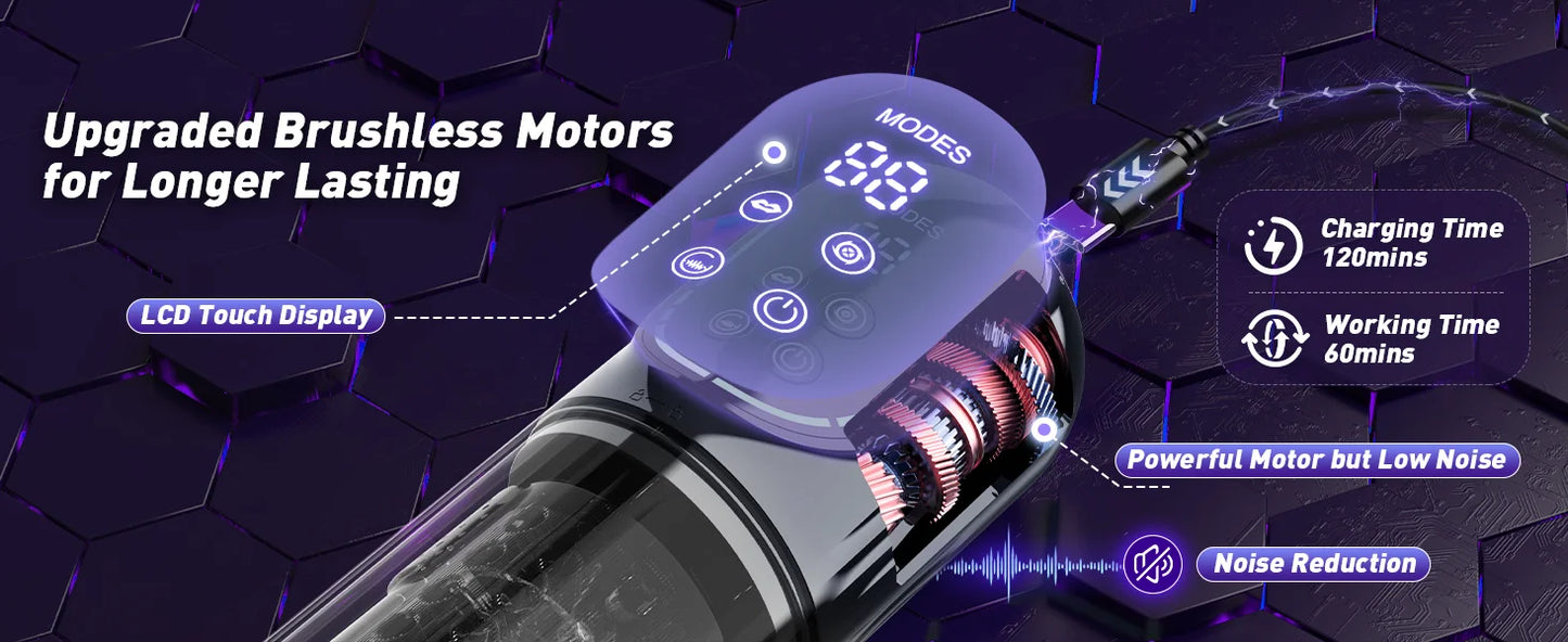Automatic Male Masturbation Cup Thrusting Rotation Male Masturbator Sucking Licking Vacuum Penis Pump Real Pocket Pussy Sex Toys