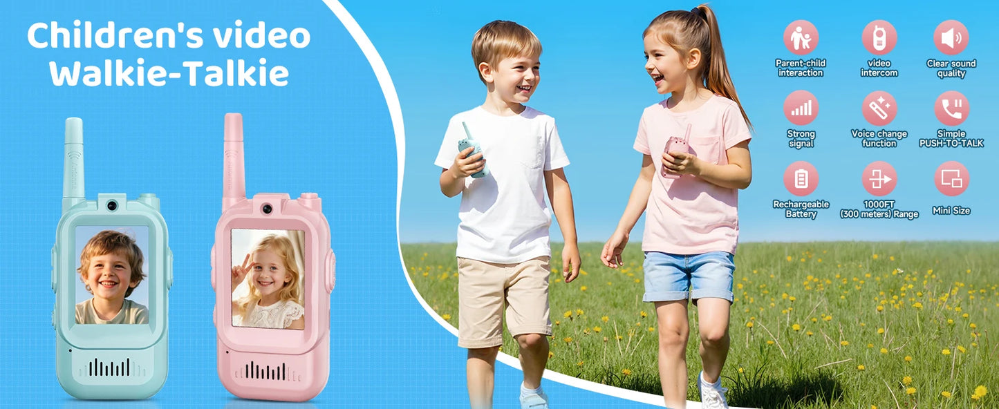Video Walkie Talkies for Kids 2 Pack Rechargeable Toddler Toys  for Indoor Camping Travel  Birthday Gfits for Kids Ages 3-12