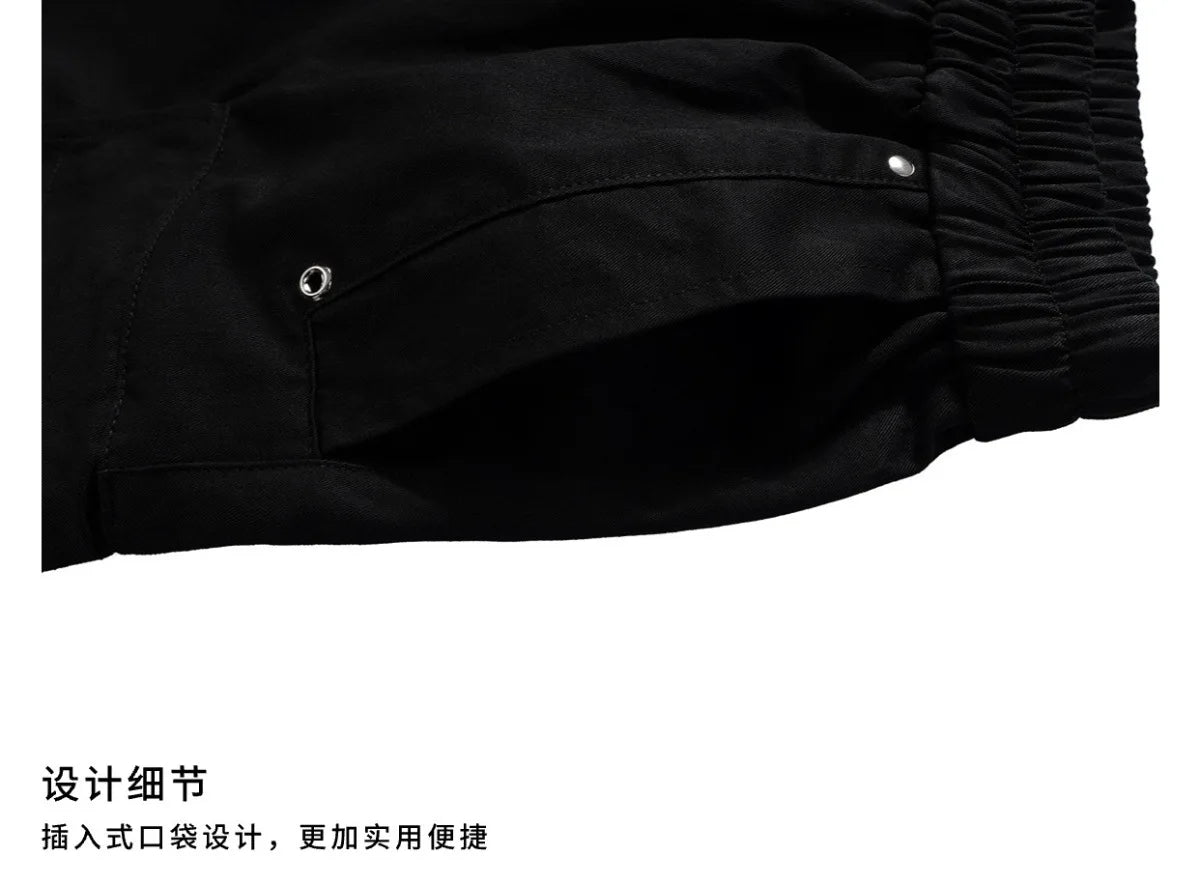 2025 Dark RO Style Drawstring Multi-pocket Tooling Shorts Men's Niche Casual Loose Straight Five-point Pants