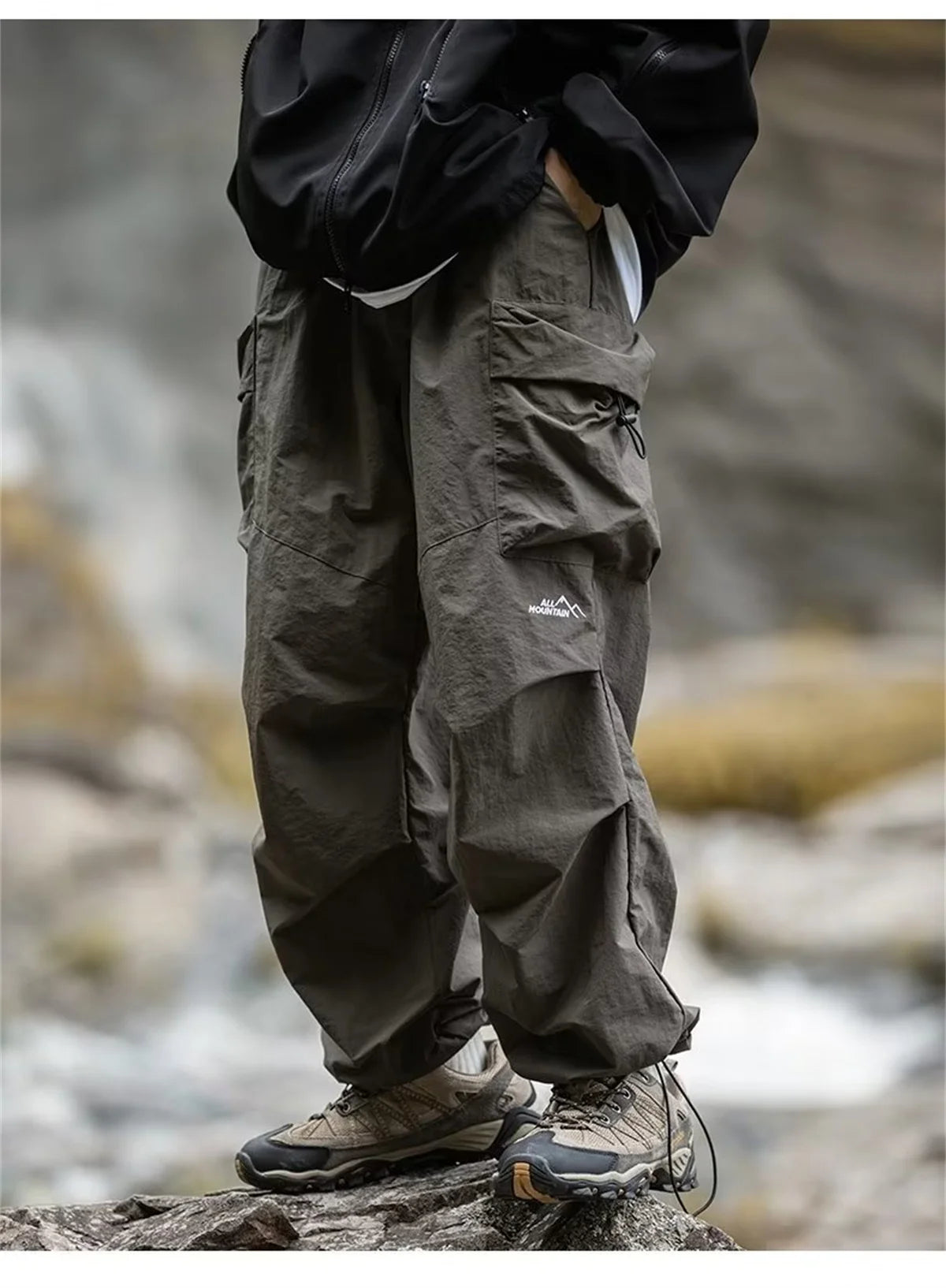 New Trendy New Men's Spring/Summer Breathable Outdoor Cargo Parachute Pants Leisure Hiking Mountaineering Water-resist Pants