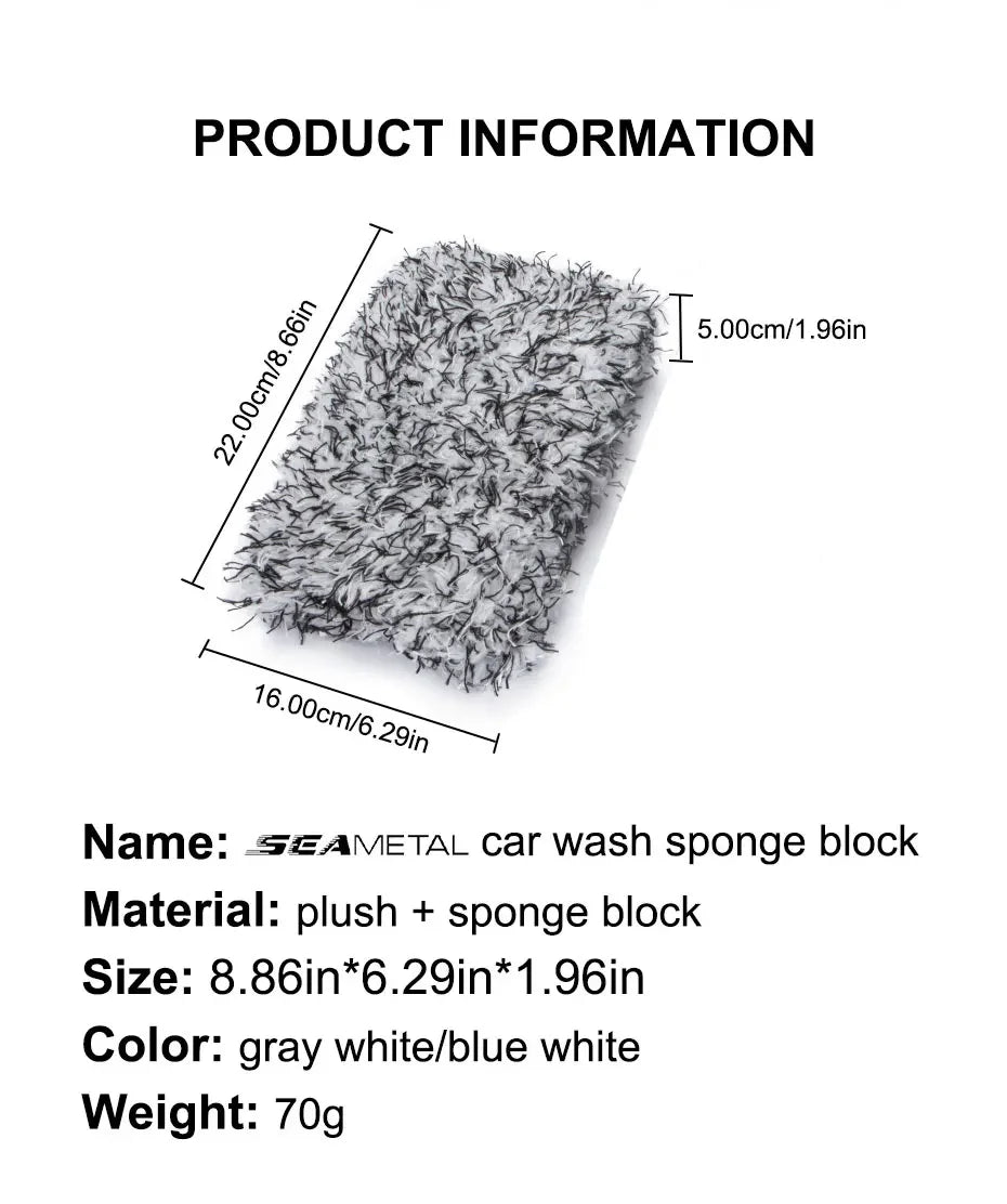 SEAMETAL Car Wash Microfiber Car Washer Sponge Car Care Detailing Brushes Washing Towel Sponge Block Car Cleaning Products