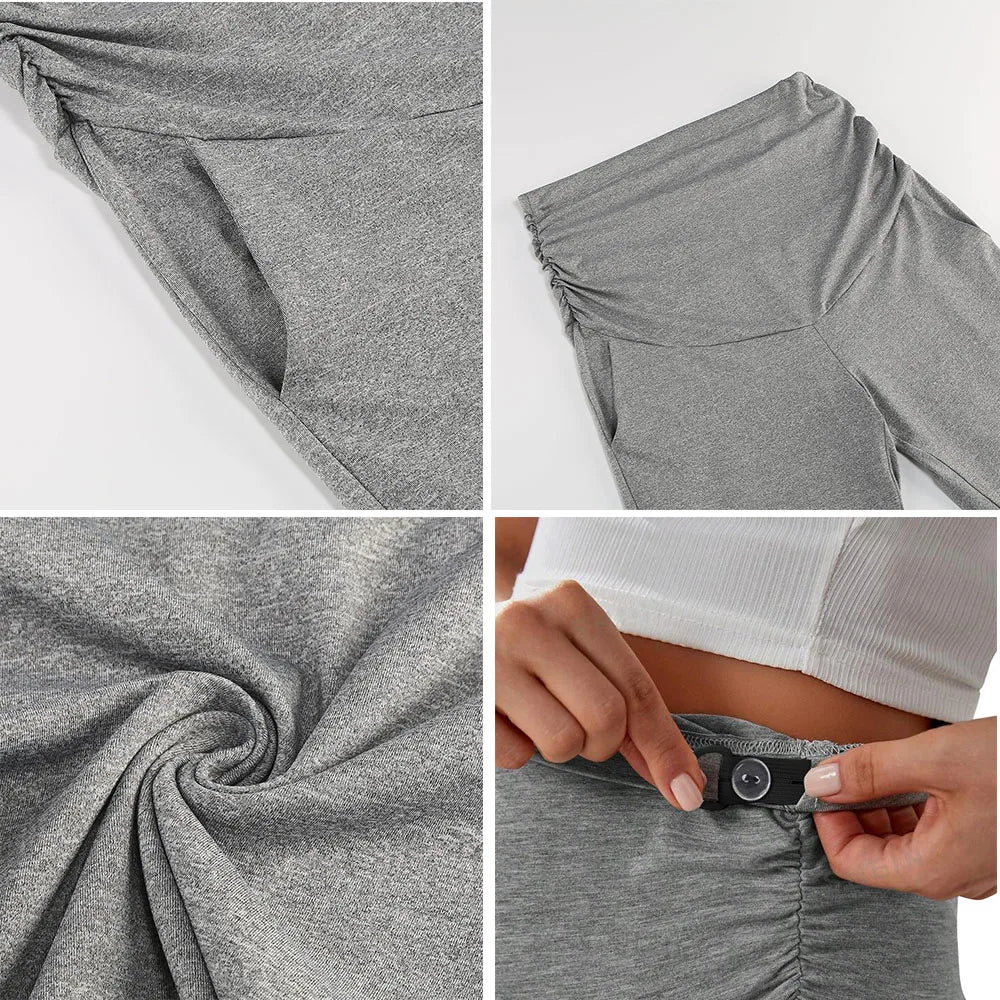 Maternity Pants Over The Belly Yoga Dress Work Pregnancy Pants Stretchy Lounge Wide Leg Trousers with Pockets