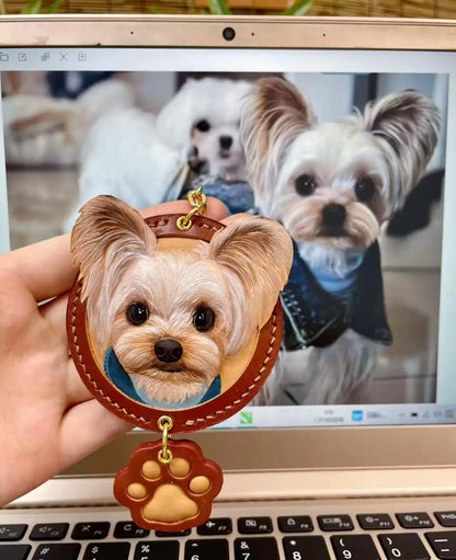 Pet Souvenirs Pet Nameplate Souvenirs Leather Carving Pet Pictures Customized Car Dog Cat Portrait 3D Image