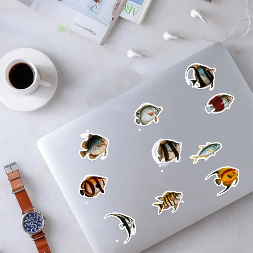 10/25/50pcs Sea Fish Ocean World Stickers Cartoon for DIY Scrapbook Stationery Water Bottle Phone Laptop Guitar Decal Toy