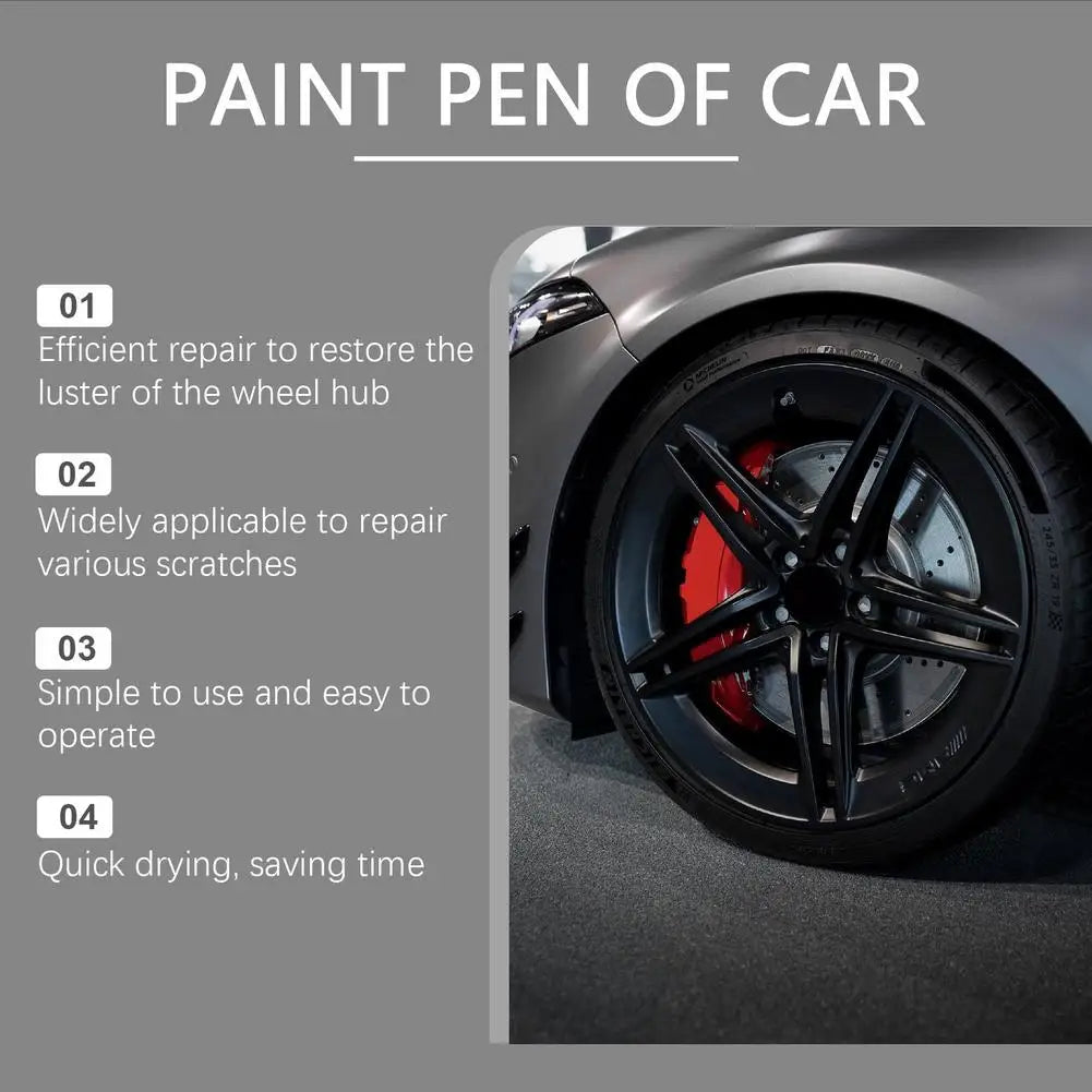 3pcs Black Alloy Wheel Scratch Repair Pen Set Professional Car Rim Scuff Remover DIY Touch-Up Paint Kit for Gloss Black Wheels