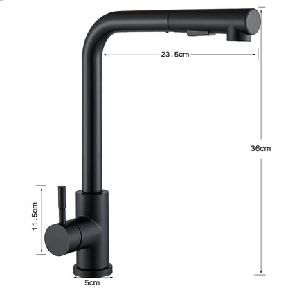 Rozin Flexible Gourmet Kitchen Faucet Black Pull Out 2 Ways Nozzle Faucets 360° Rotation Hot Cold Water Sink Mixer Tap SUS304