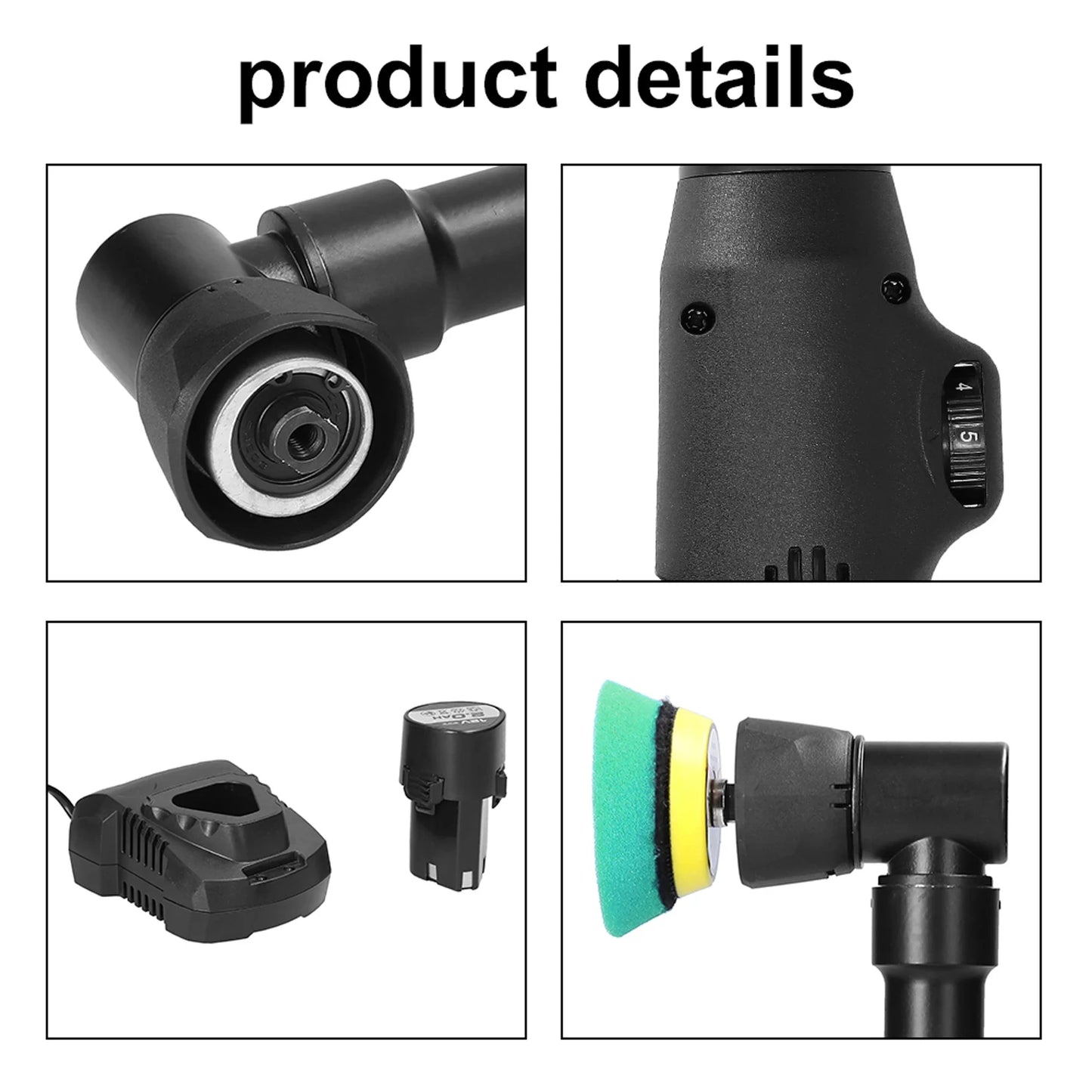 Cordless Mini Car Polisher RO/DA Portable Handheld Polishing Machine 5 Speed Levels &2 Rechargeable Batteries for Auto Detailing
