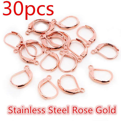 30-50pcs/lot Gold Silver French Lever Earring Hooks Wire Settings Base Hoops Earrings For DIY Jewelry Making Supplies Wholesale