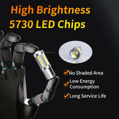 2pcs PY21W P21 5W 1156 Ba15s 1157 Bay15d 33 SMD Led Car Flash Brake Bulbs Lights Reverse Parking Lamps